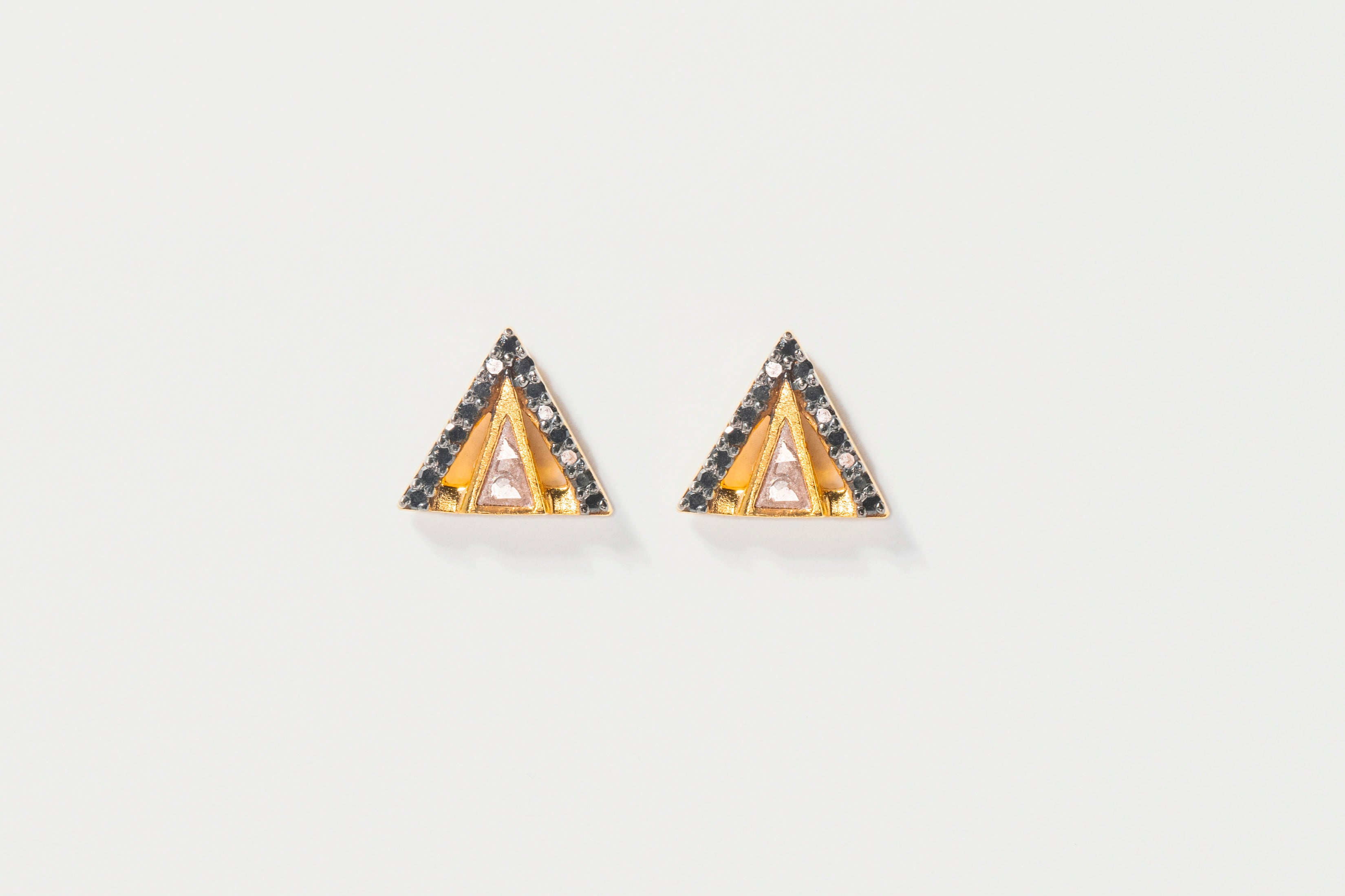 Enkel Black Diamonds Gold Vermeil Stud Earrings