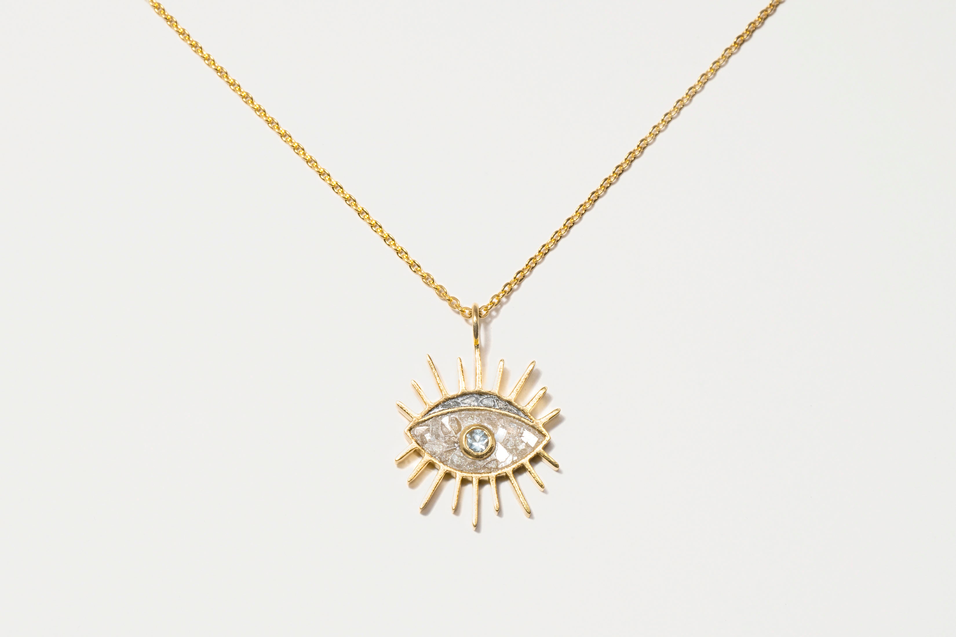 Third Eye Pendant Necklace, Gold/Blue main image 0