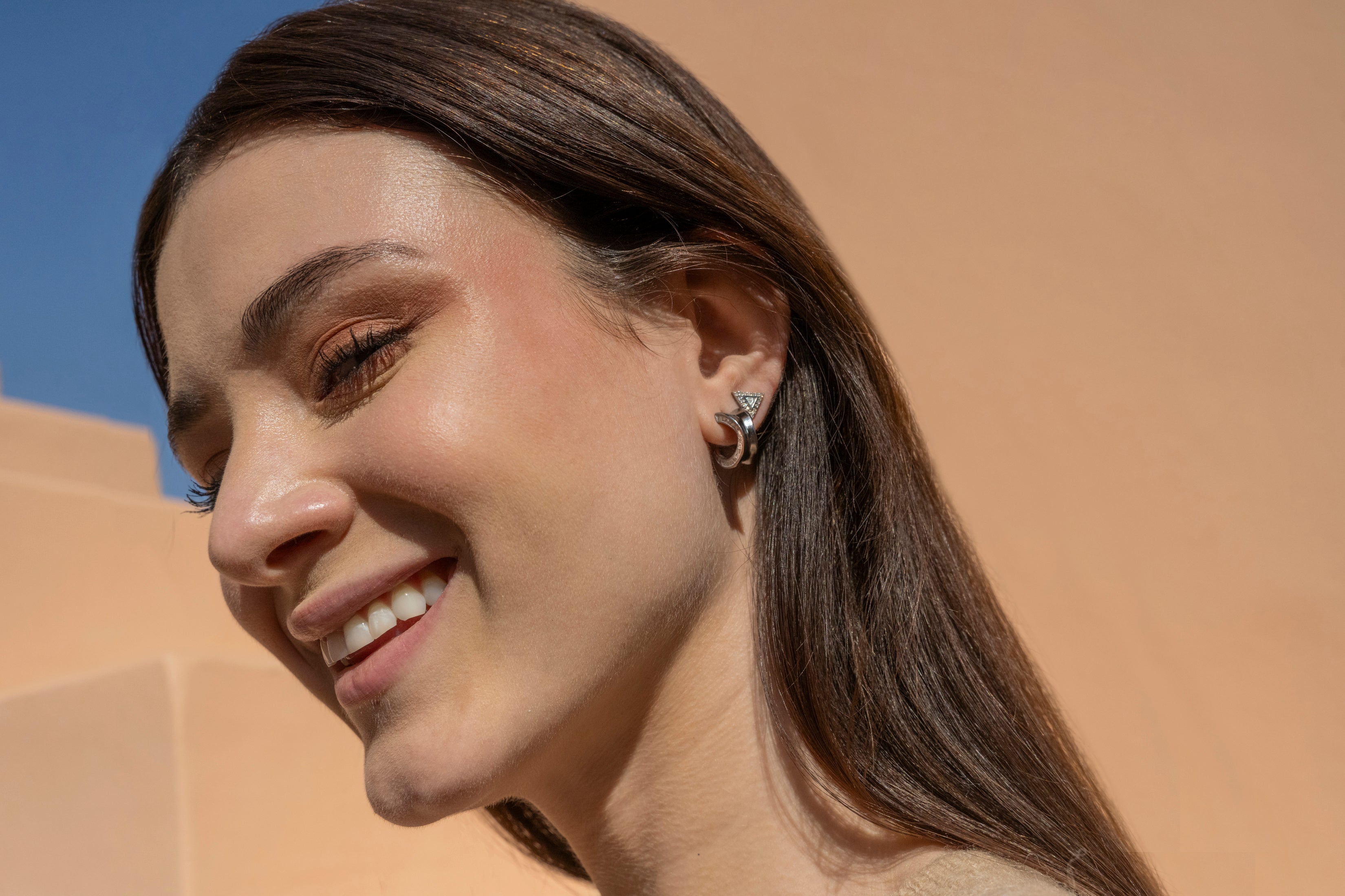 Odoti Triangle Oxidized Silver Stud Earrings