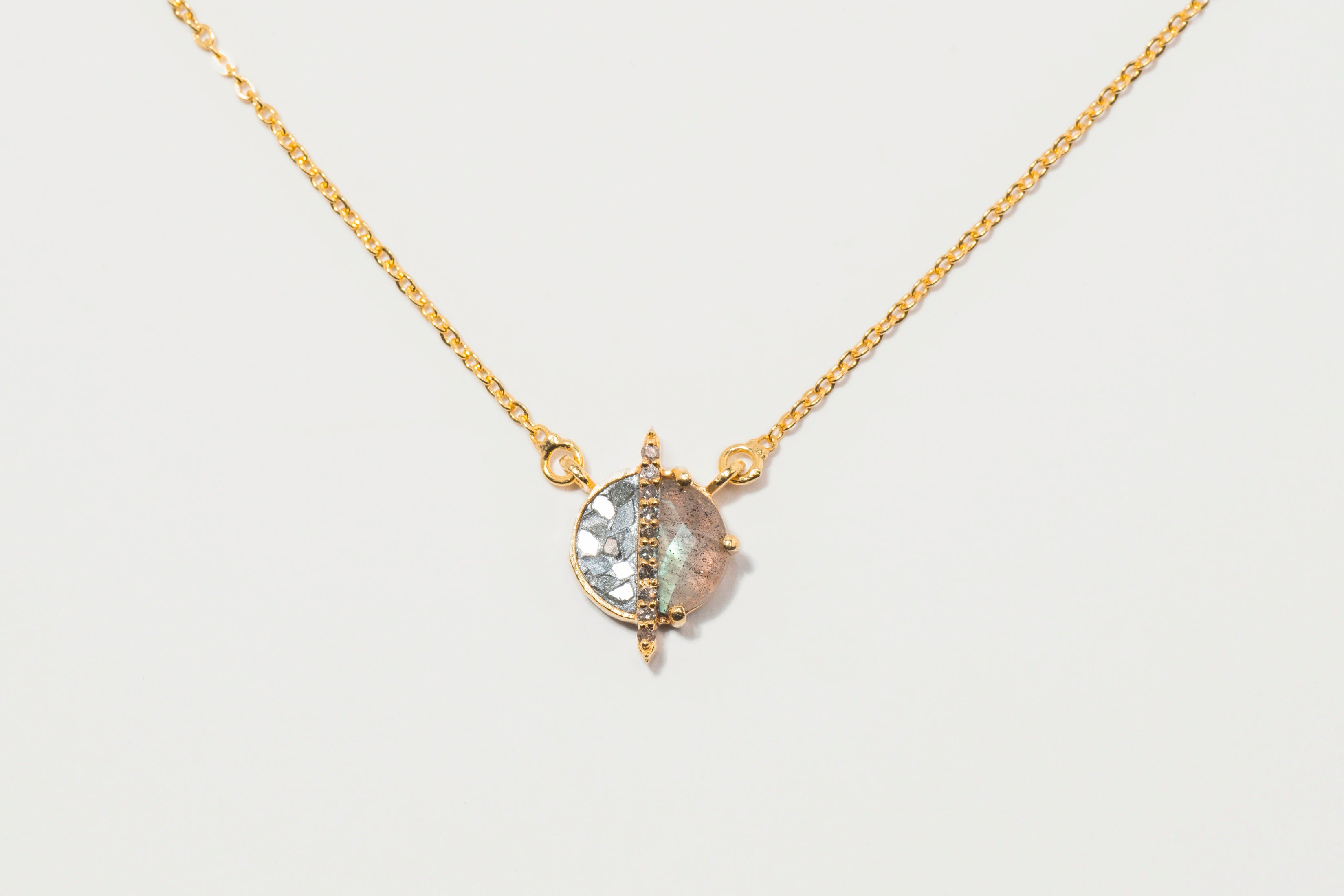 18k Gold Vermeil Diamond Elson Mini Pendant Necklace