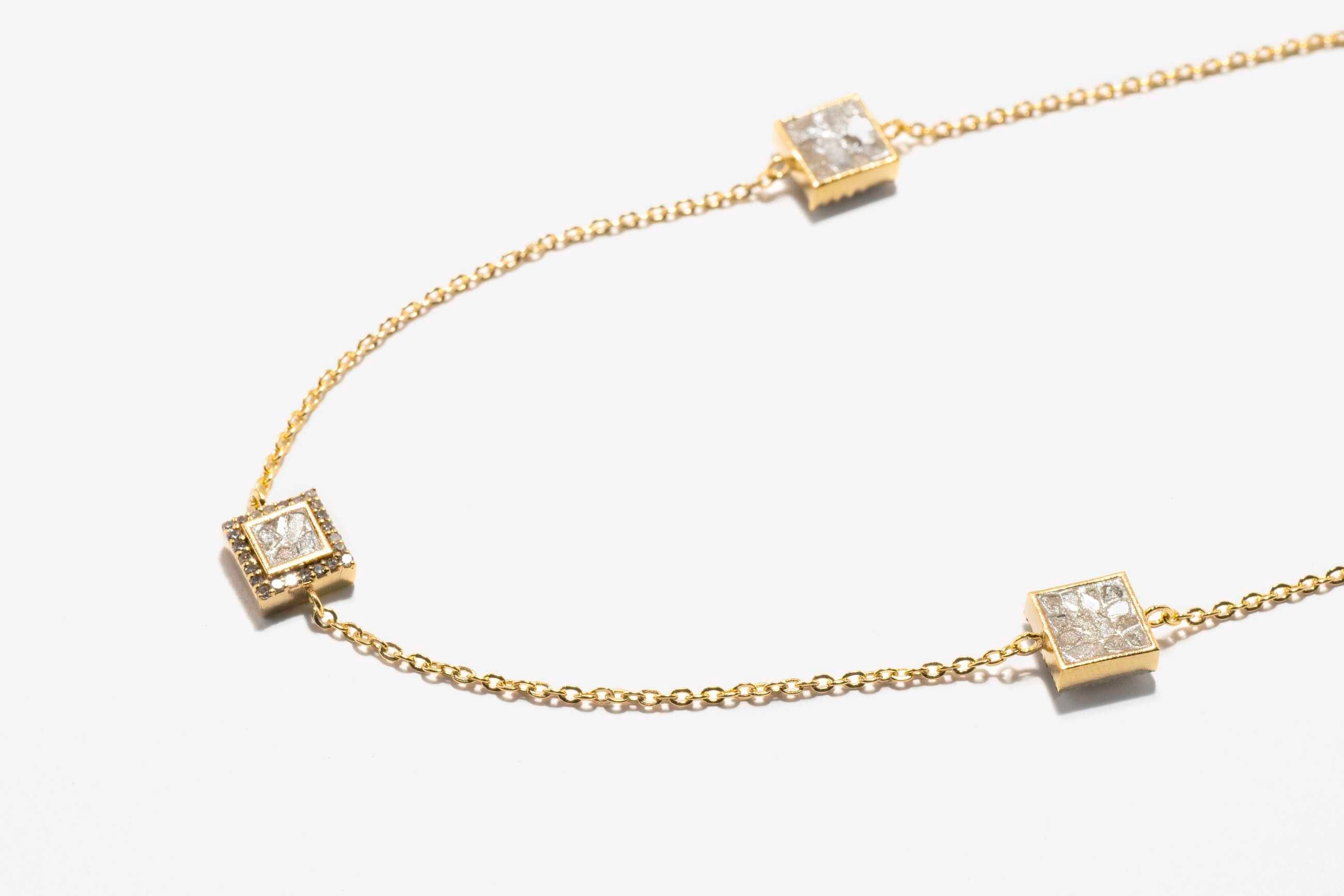 Nava Square Gold Vermeil Station Necklace