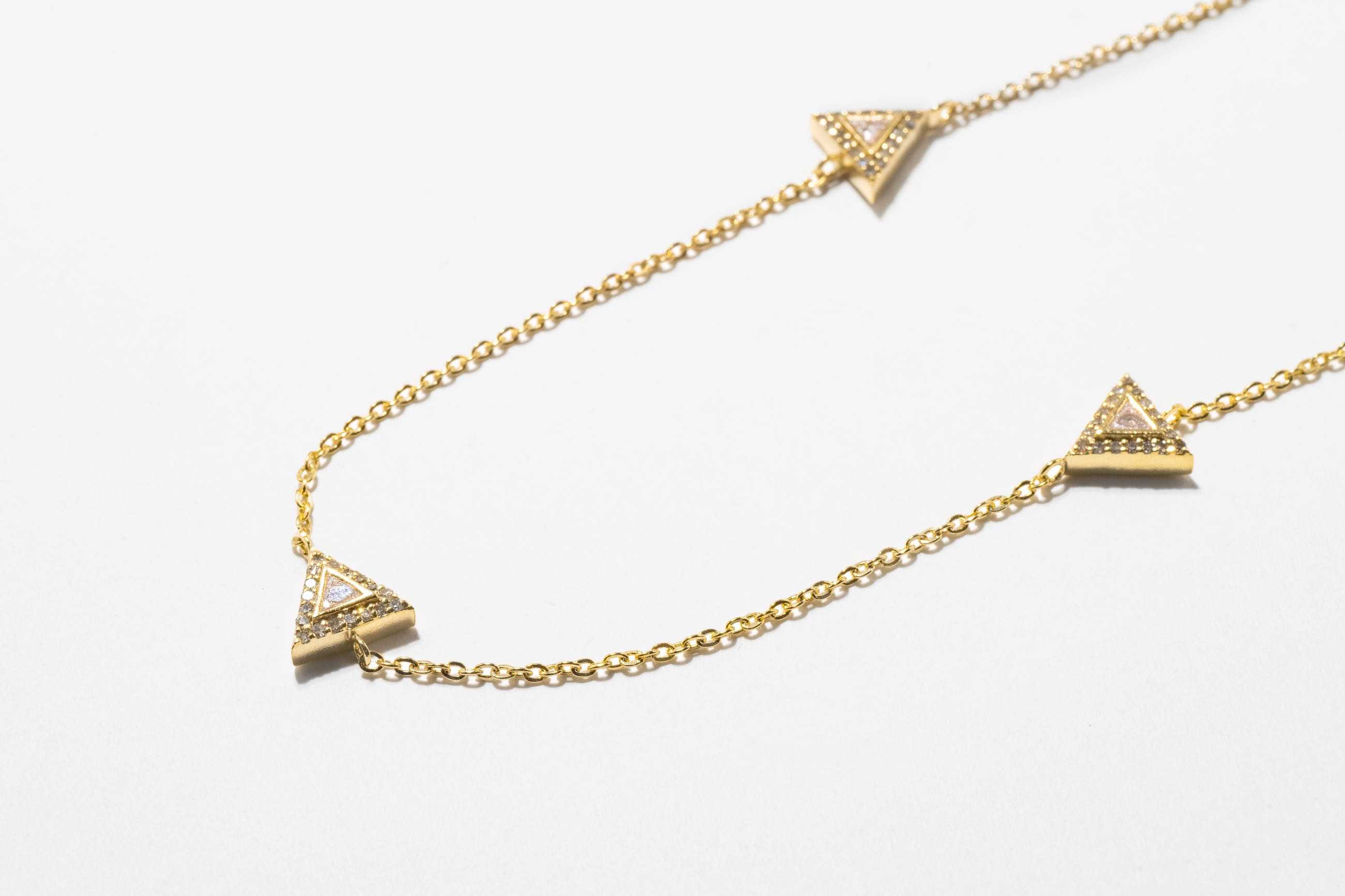 Odoti Triangle  Gold Vermeil Station Necklace