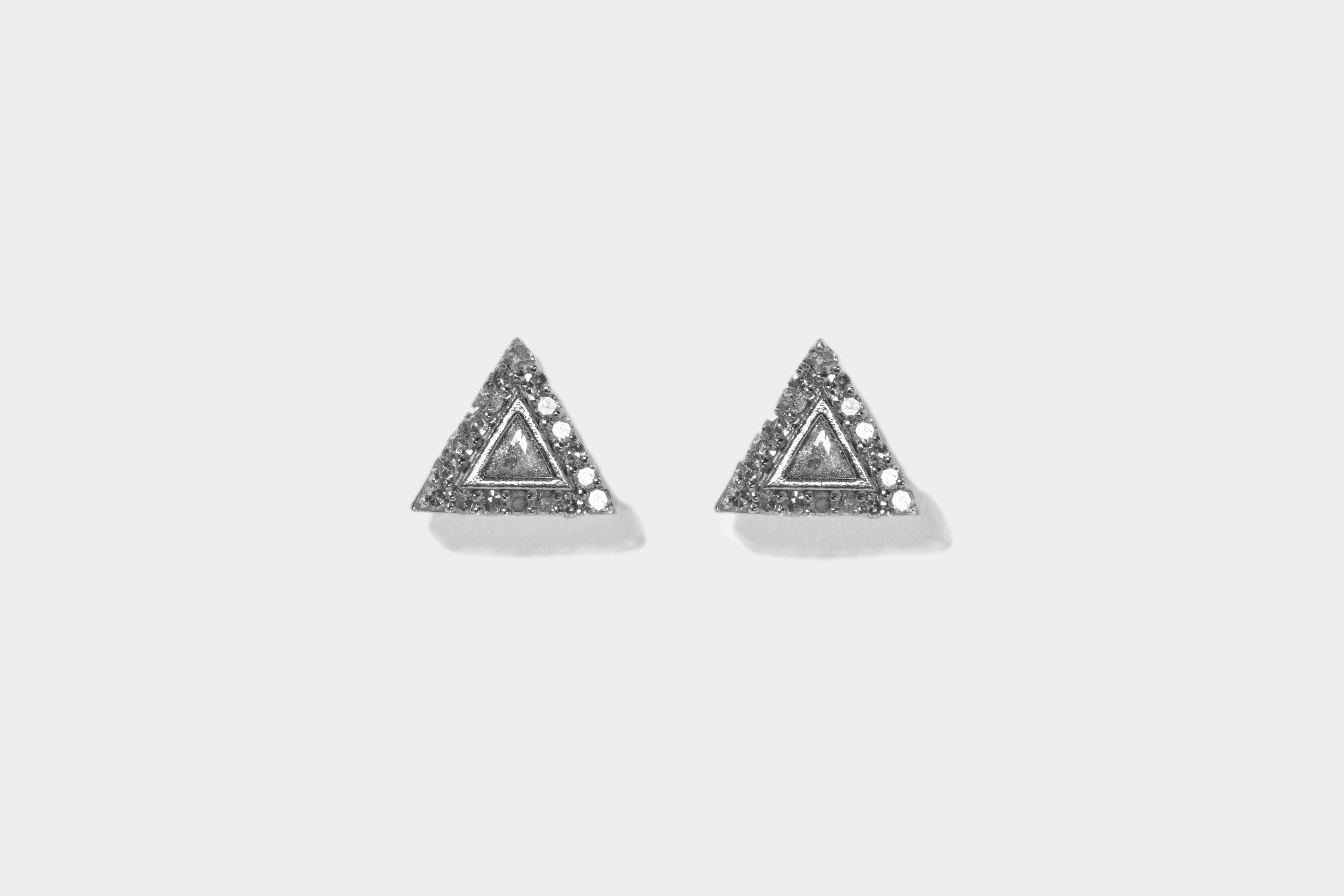 Odoti Triangle Oxidized Silver Stud Earrings
