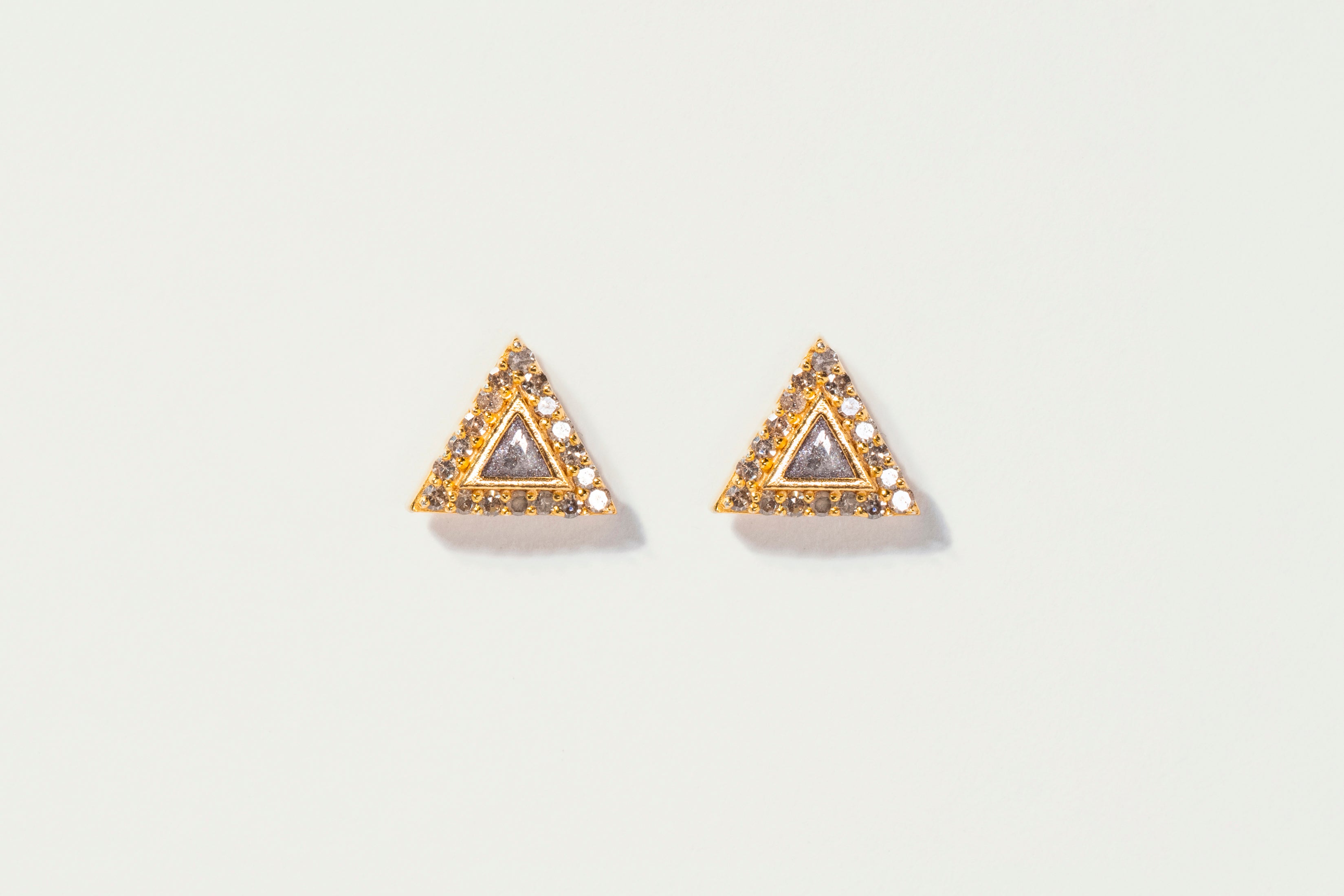18K Gold Vermeil Diamond Odoti Triangle Stud Earrings