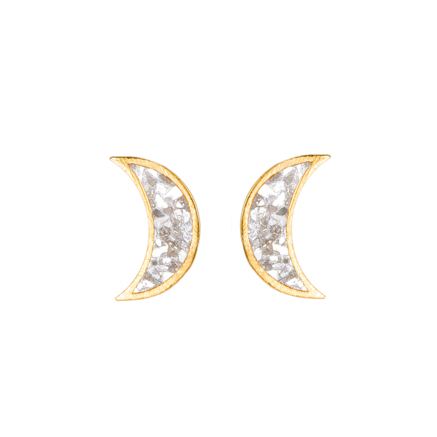 Crescent moon shaped diamond studs