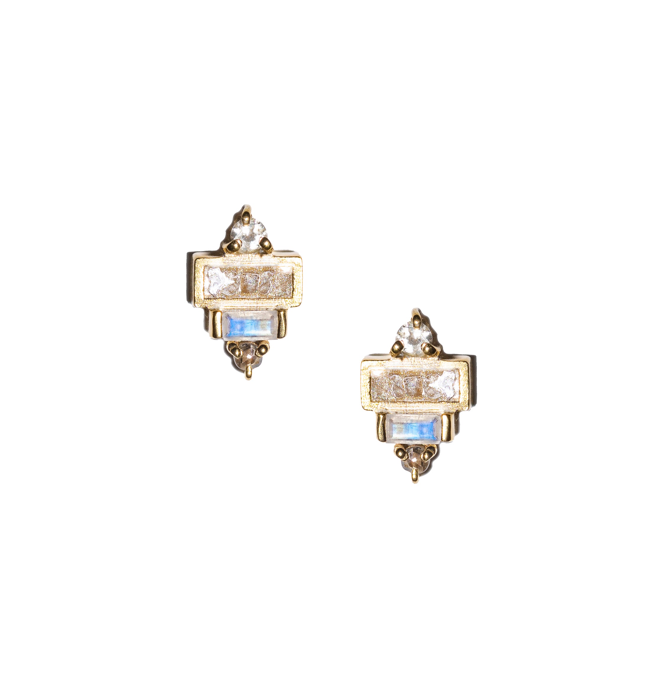 square gold stud earrings