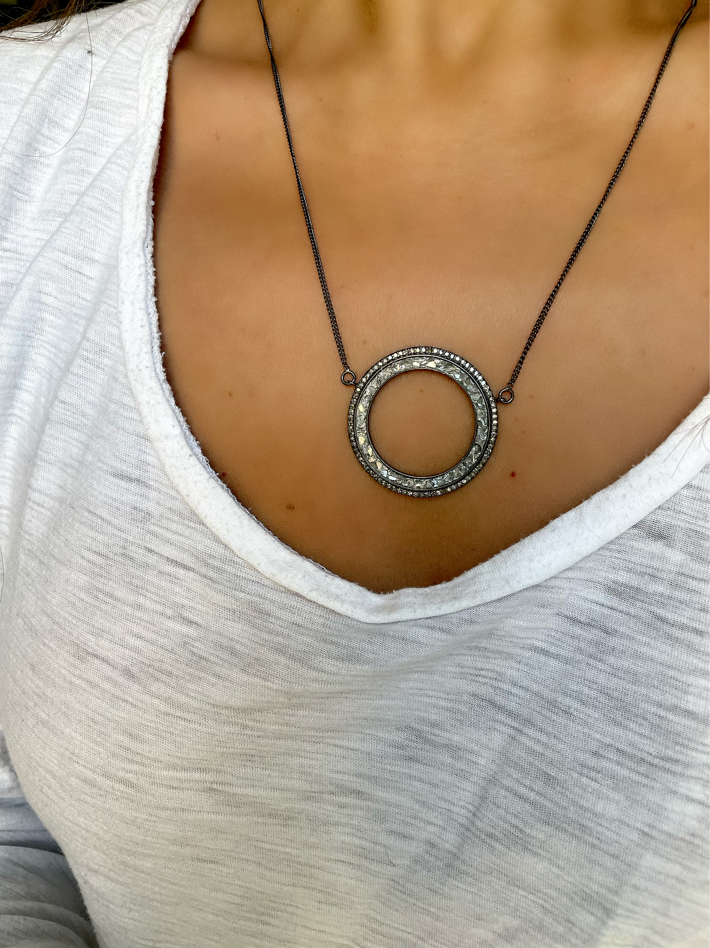 Renee Oxidized Silver Pendant Necklace