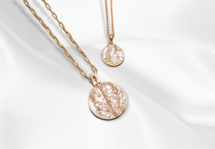 gold diamond statement pendant necklace