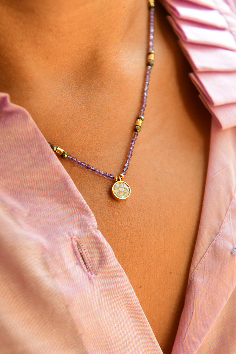 Dusty Beaded Gold Vermeil Necklace