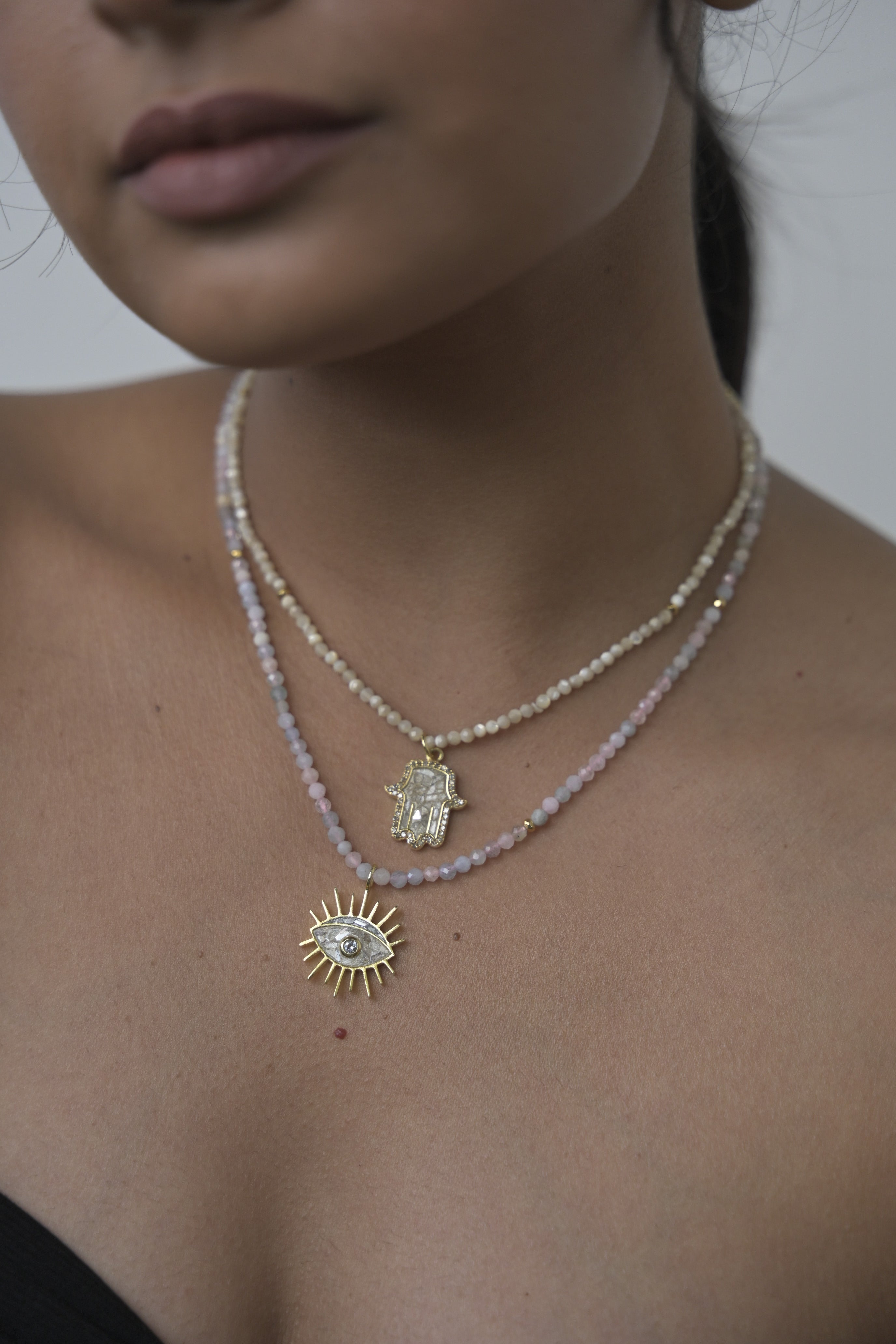 Evil Eye Beaded Gold Vermeil Necklace