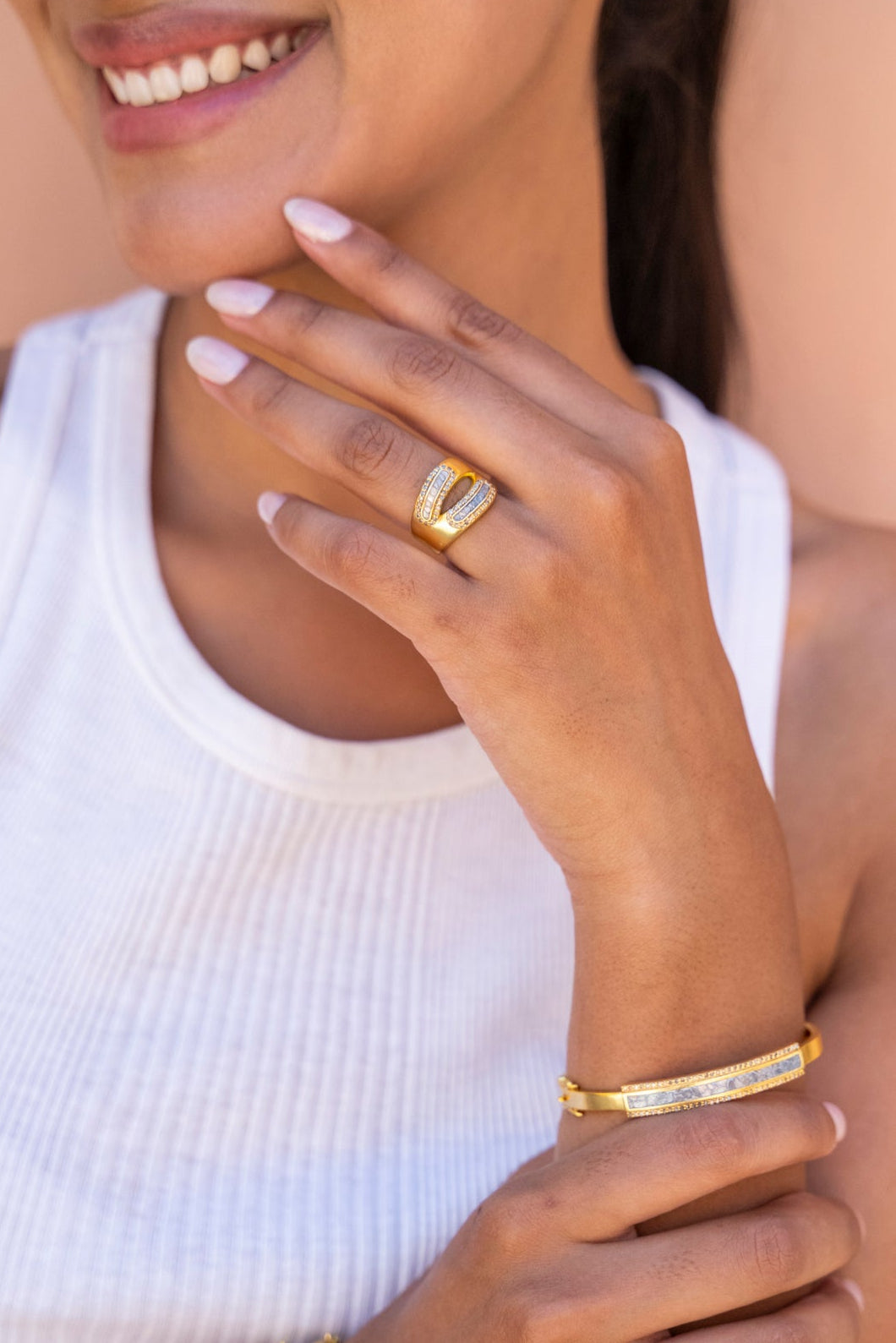 Beeja Double Band  Gold Vermeil Ring