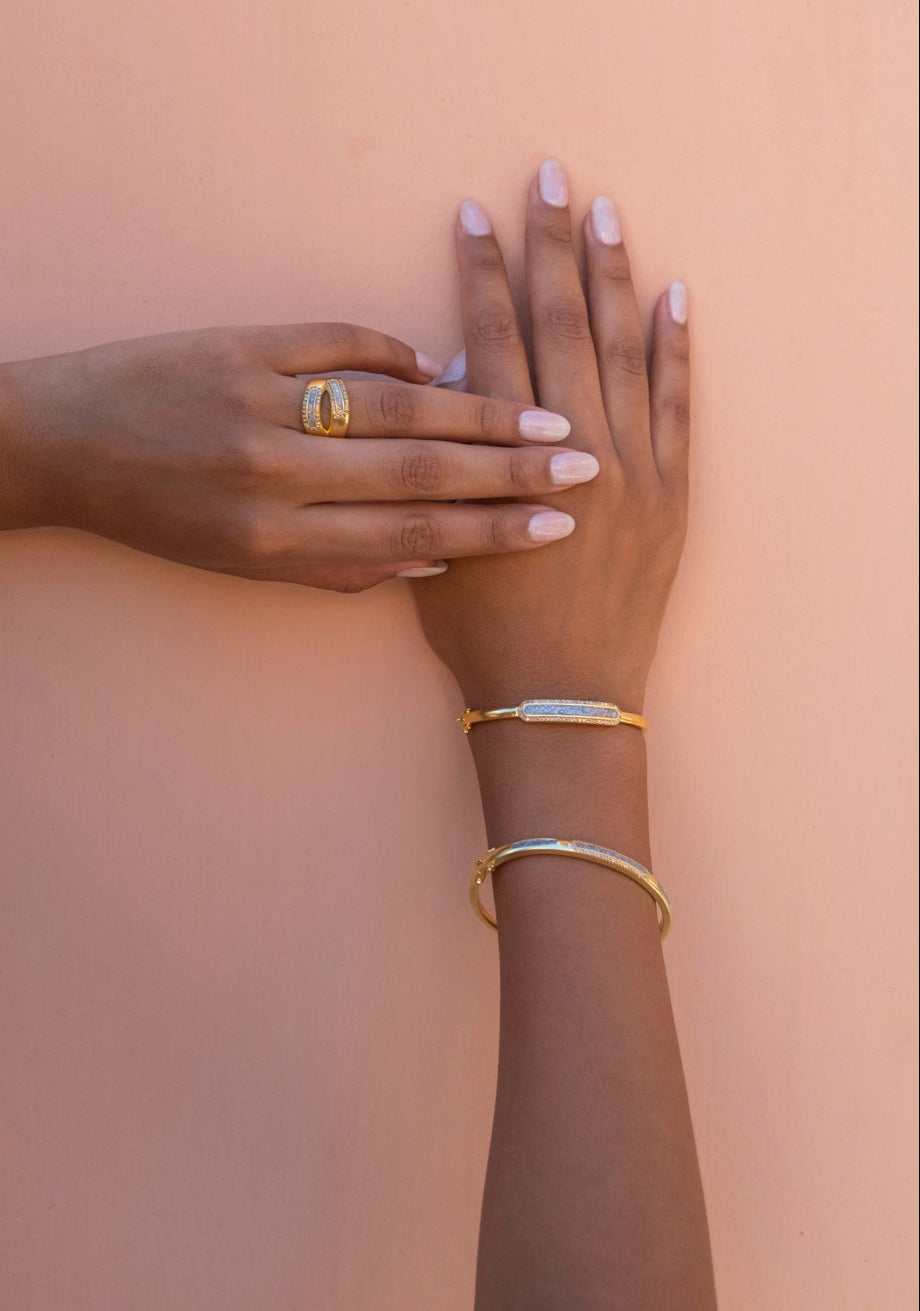 Beeja Pave Diamond Gold Vermeil Bangle Bracelet