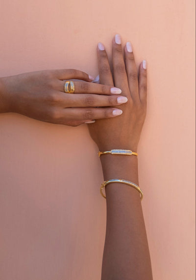 Beeja Pave Diamond Gold Vermeil Bangle Bracelet