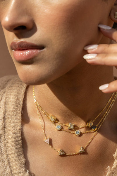 Nava Square Gold Vermeil Station Necklace
