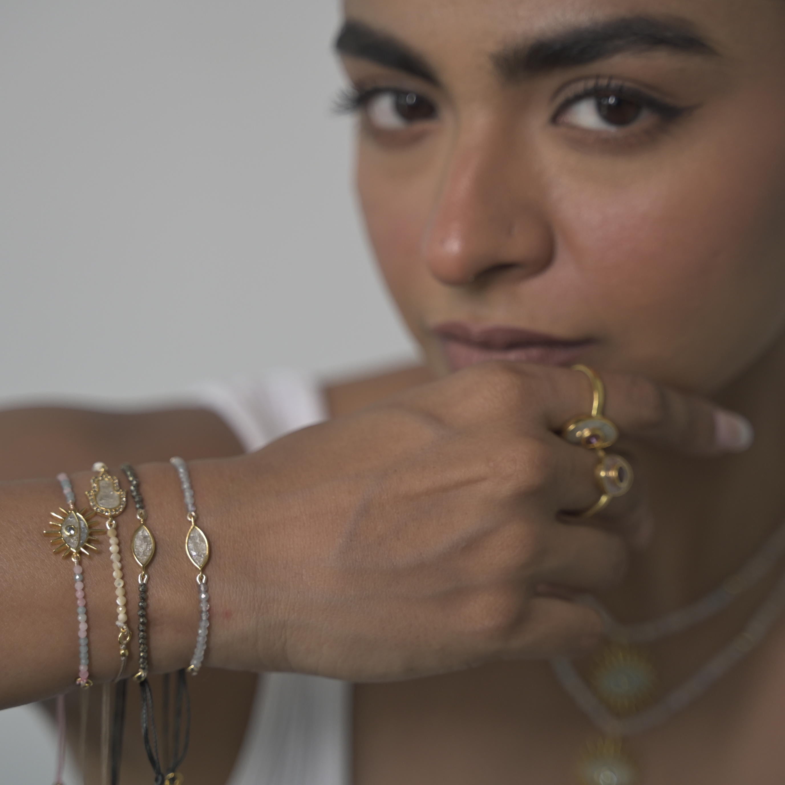 Hamsa Beaded Gold Vermeil Bracelet