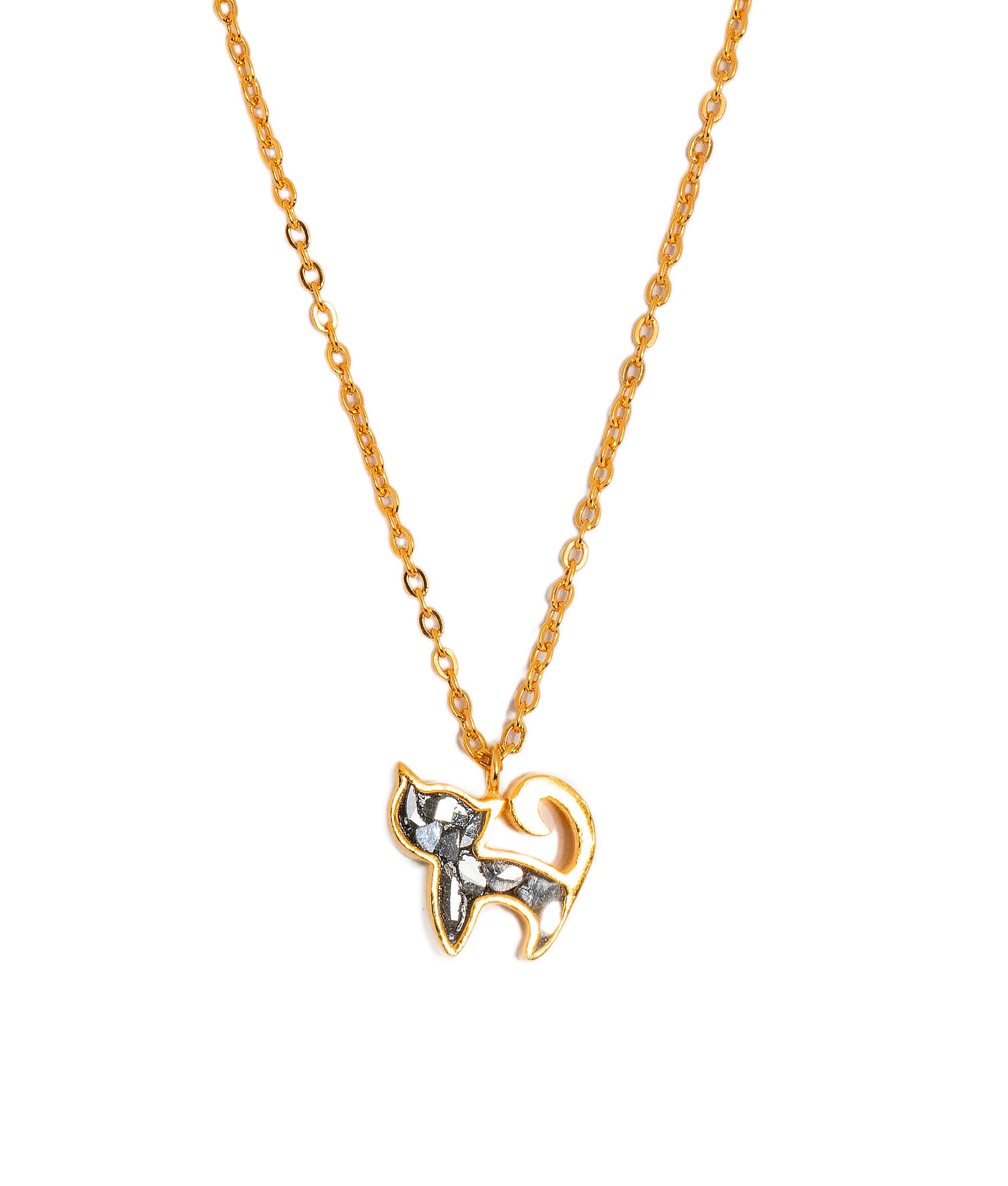 Black Cat Gold Vermeil Pendant Necklace