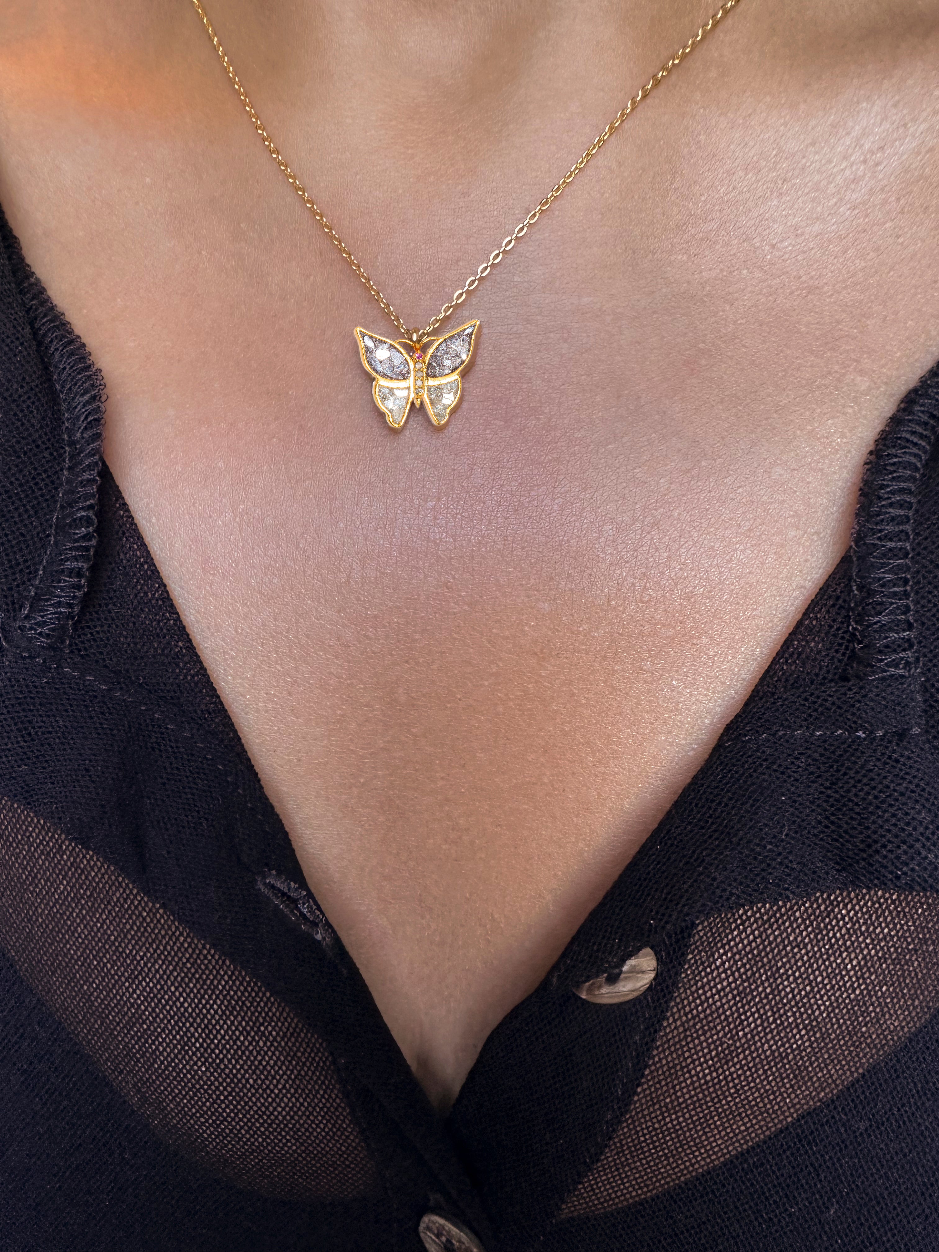 Butterfly Gold Vermeil Pendant Necklace