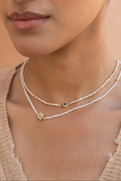 Dagny Round  Beaded Gold Vermeil Necklace