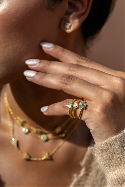 Nava  Square Gold Vermeil Ring