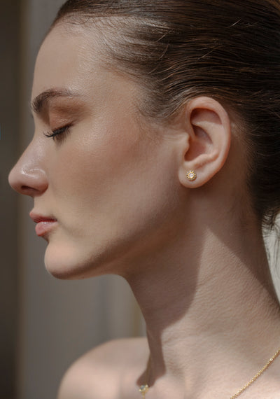 Dagny Round Gold Vermeil Stud Earrings