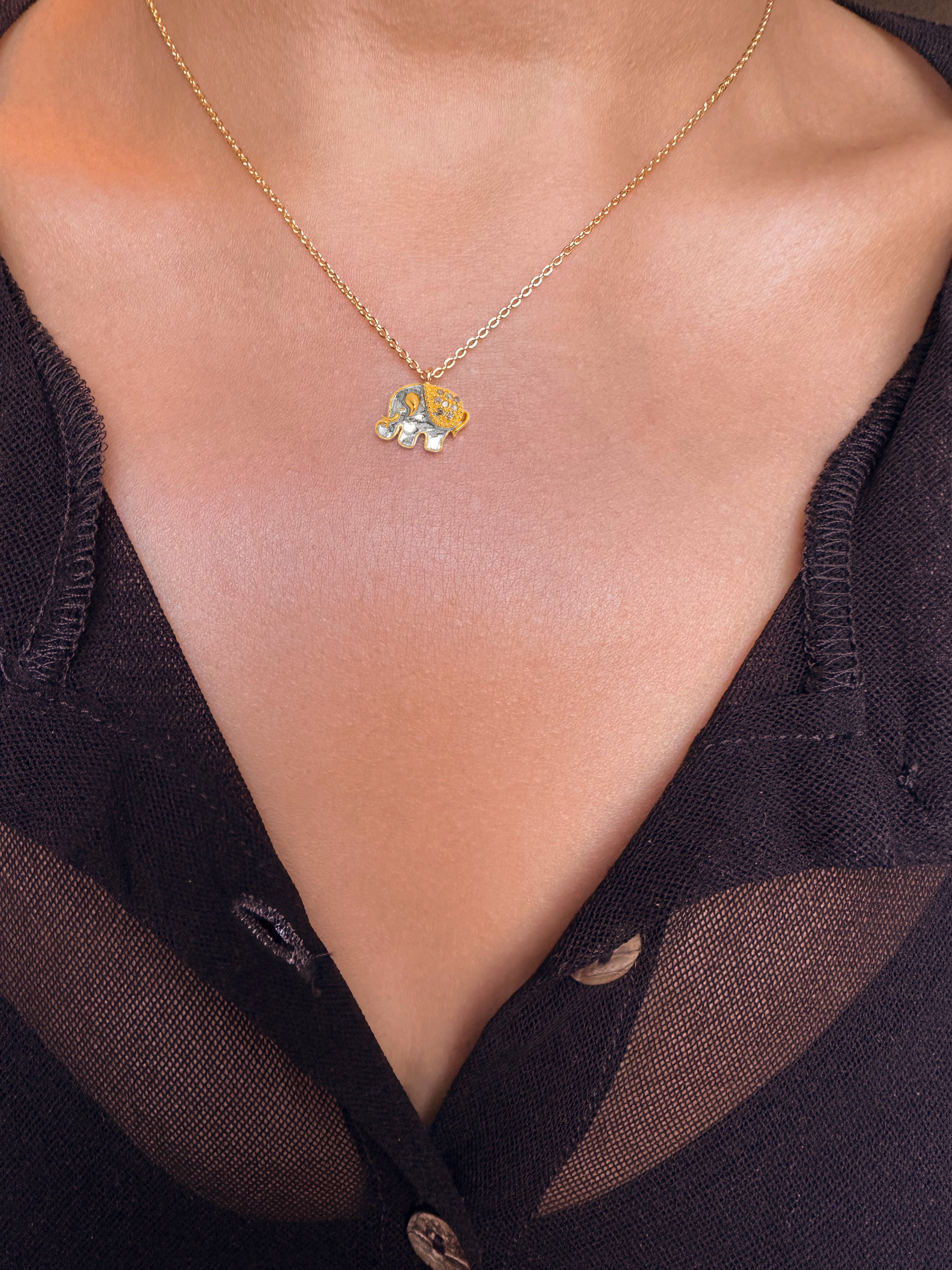 Elephant Gold Vermeil Pendant Necklace