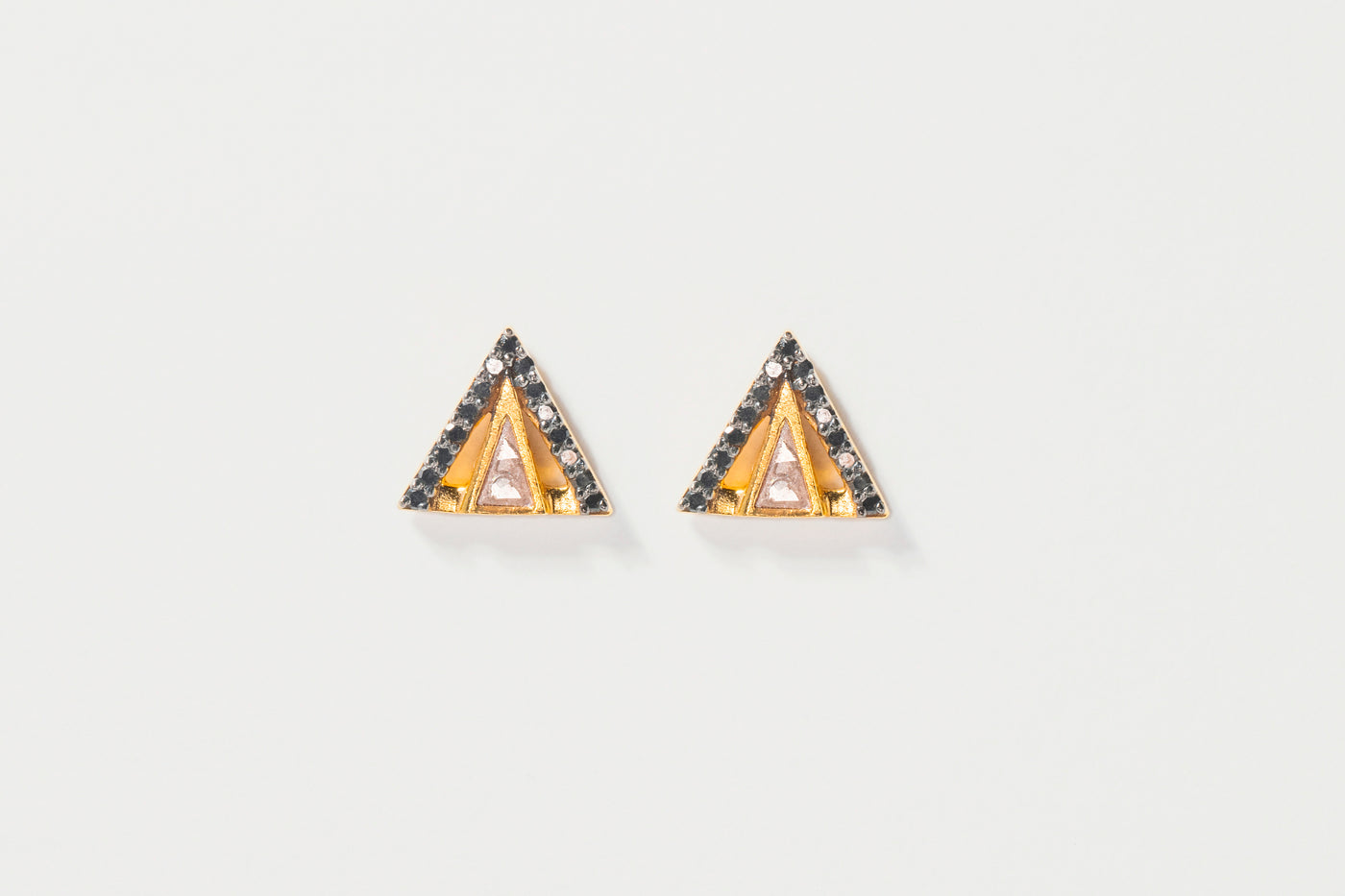 Enkel Black Diamonds Gold Vermeil Stud Earrings