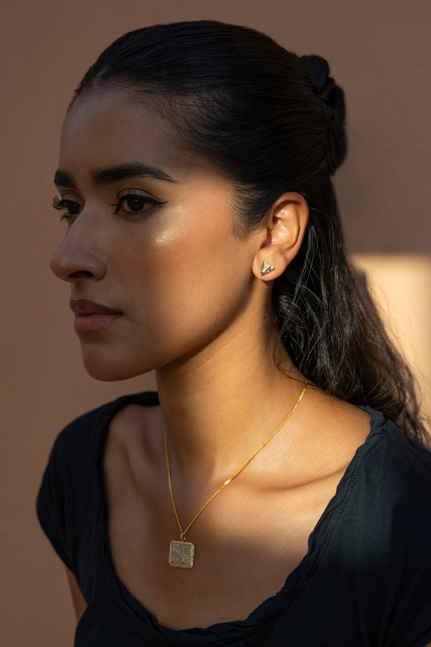 Enkel Black Diamonds Gold Vermeil Stud Earrings