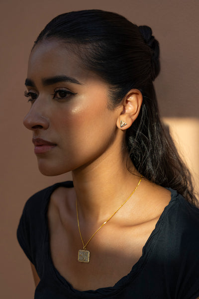 Enkel Black Diamonds Gold Vermeil Stud Earrings
