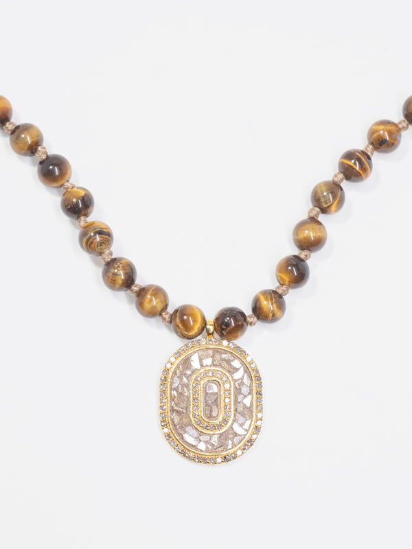 Gaita Gold Vermeil Oval Pendant Beaded Necklace