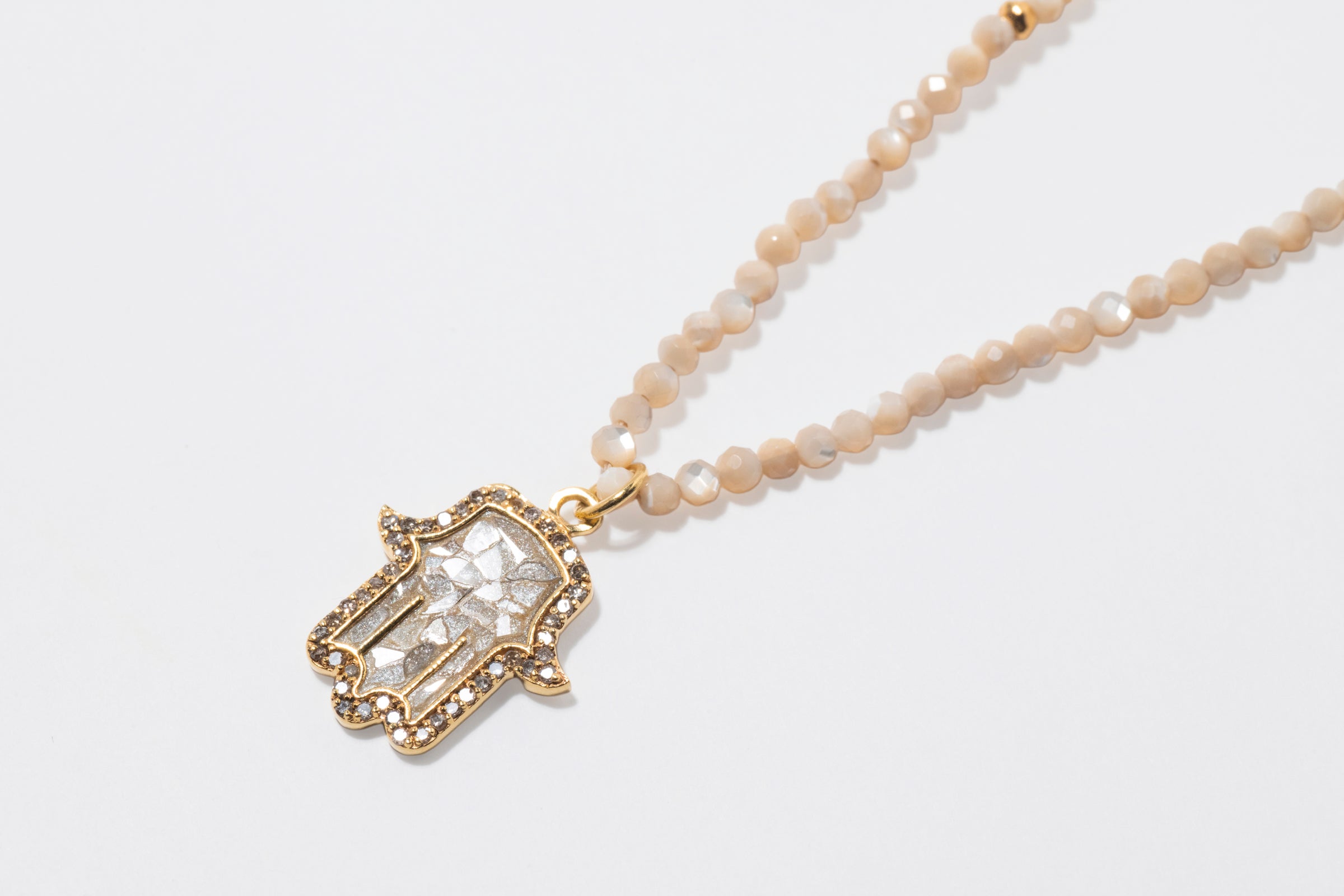Hamsa Beaded Gold Vermeil Necklace