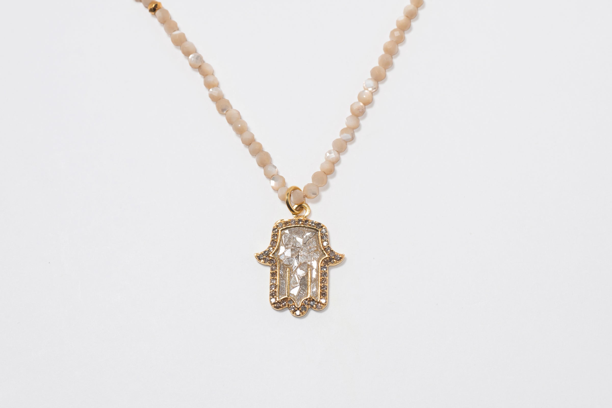 Hamsa Beaded Gold Vermeil Necklace