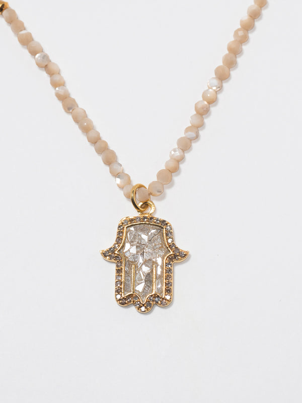 Hamsa Beaded Gold Vermeil Necklace