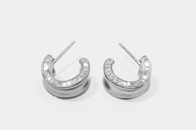 Janmay Oxidized Silver Huggy Earrings