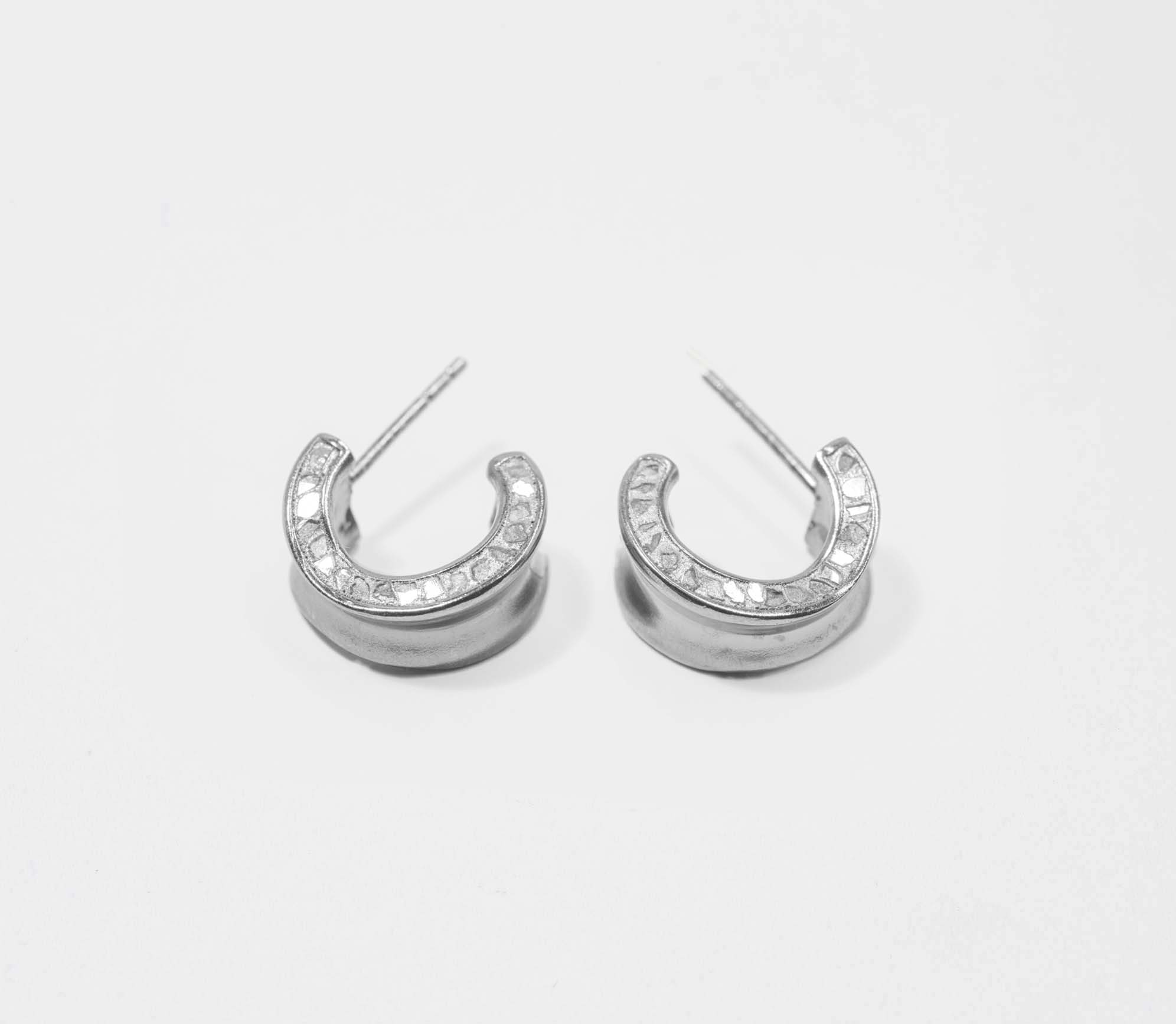 Janmay Oxidized Silver Huggy Earrings