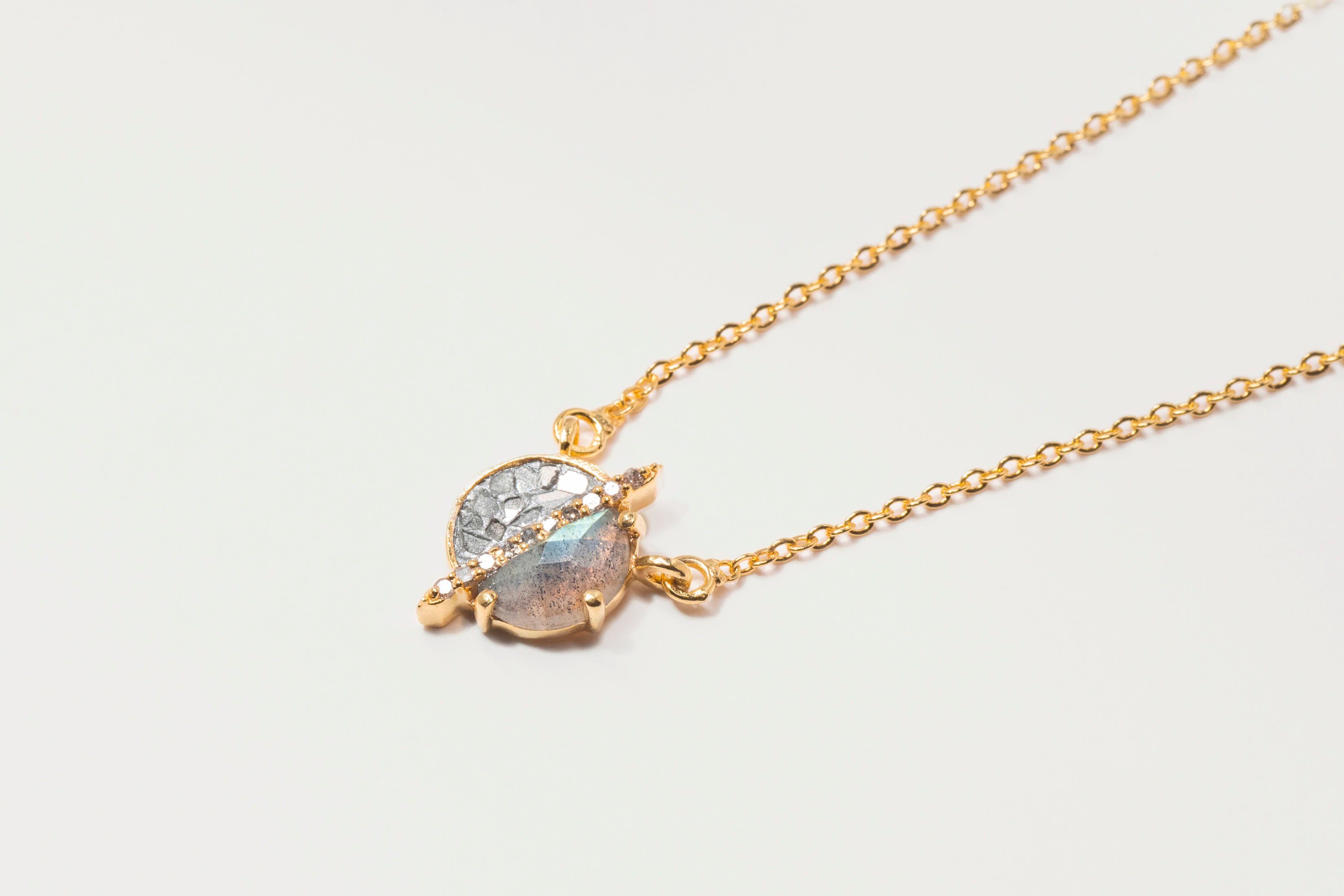 ヤシマ真珠　Minamo Pendant necklace【S】 18k Gold Vermeil Diamond Elson Mini Pendant Necklace