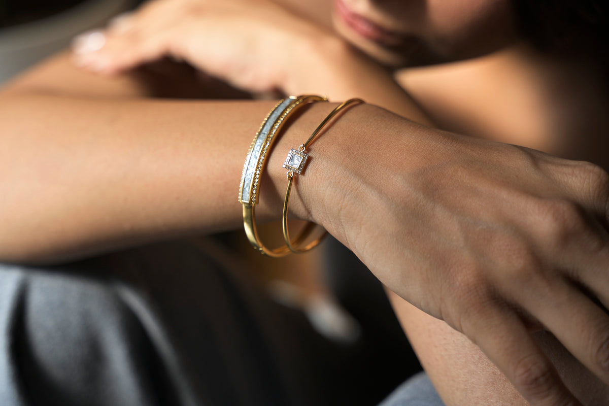 Nava  Square Gold Vermeil Bangle Bracelet