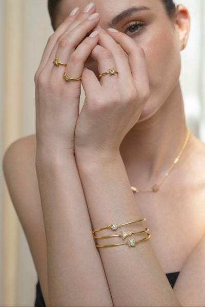 Dagny Round Gold Vermeil Bangle Bracelet