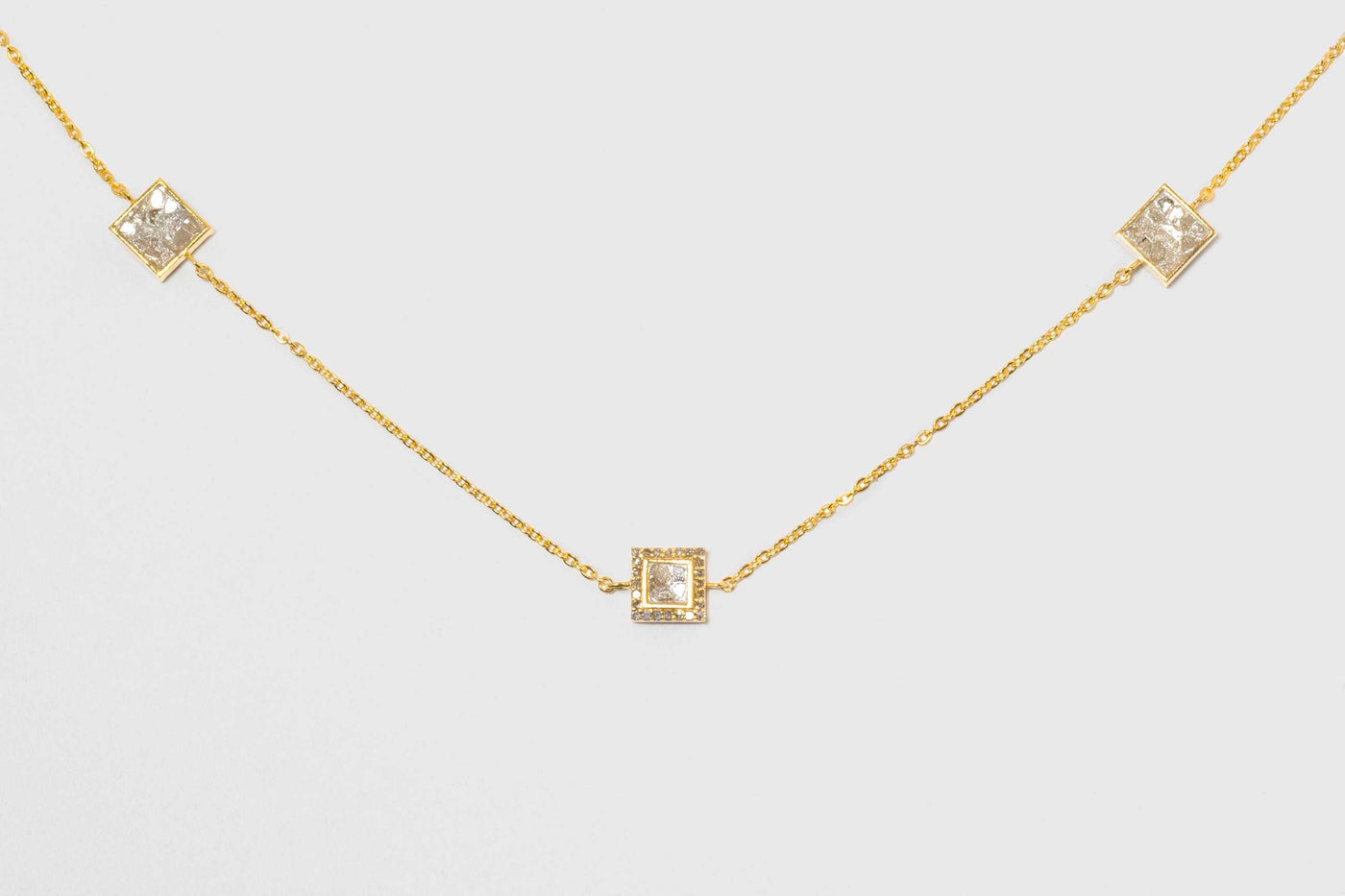 Nava Square Gold Vermeil Station Necklace