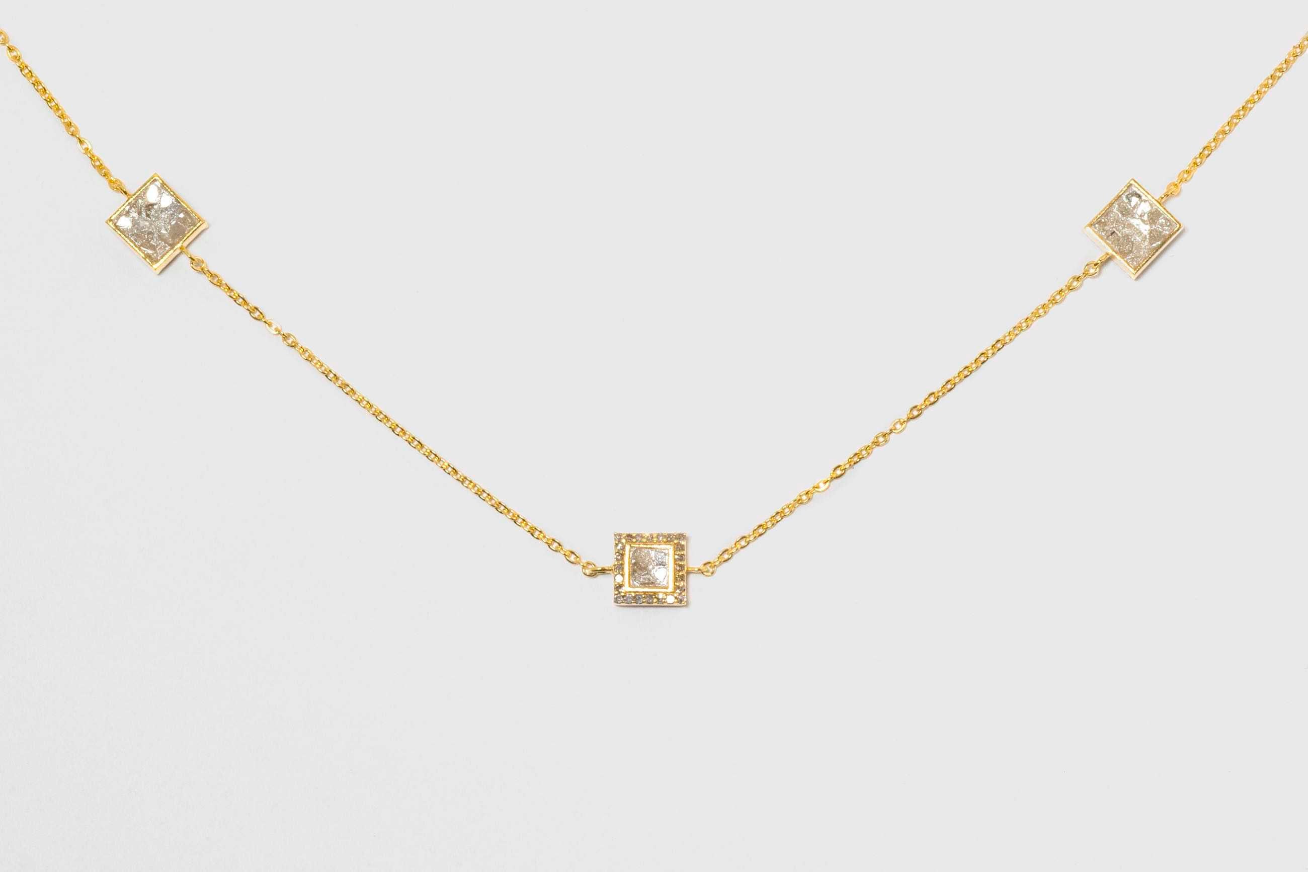 Nava Square Gold Vermeil Station Necklace