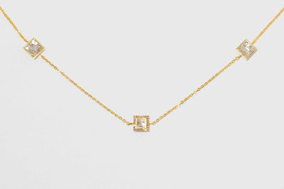 Nava Square Gold Vermeil Station Necklace