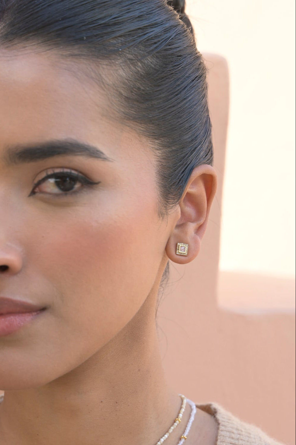 Nava Square Gold Vermeil Stud Earrings