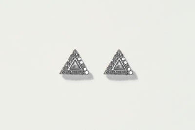 Odoti Triangle Oxidized Silver Stud Earrings
