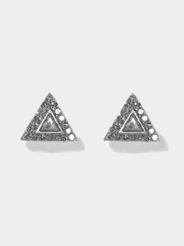 Odoti Triangle Oxidized Silver Stud Earrings