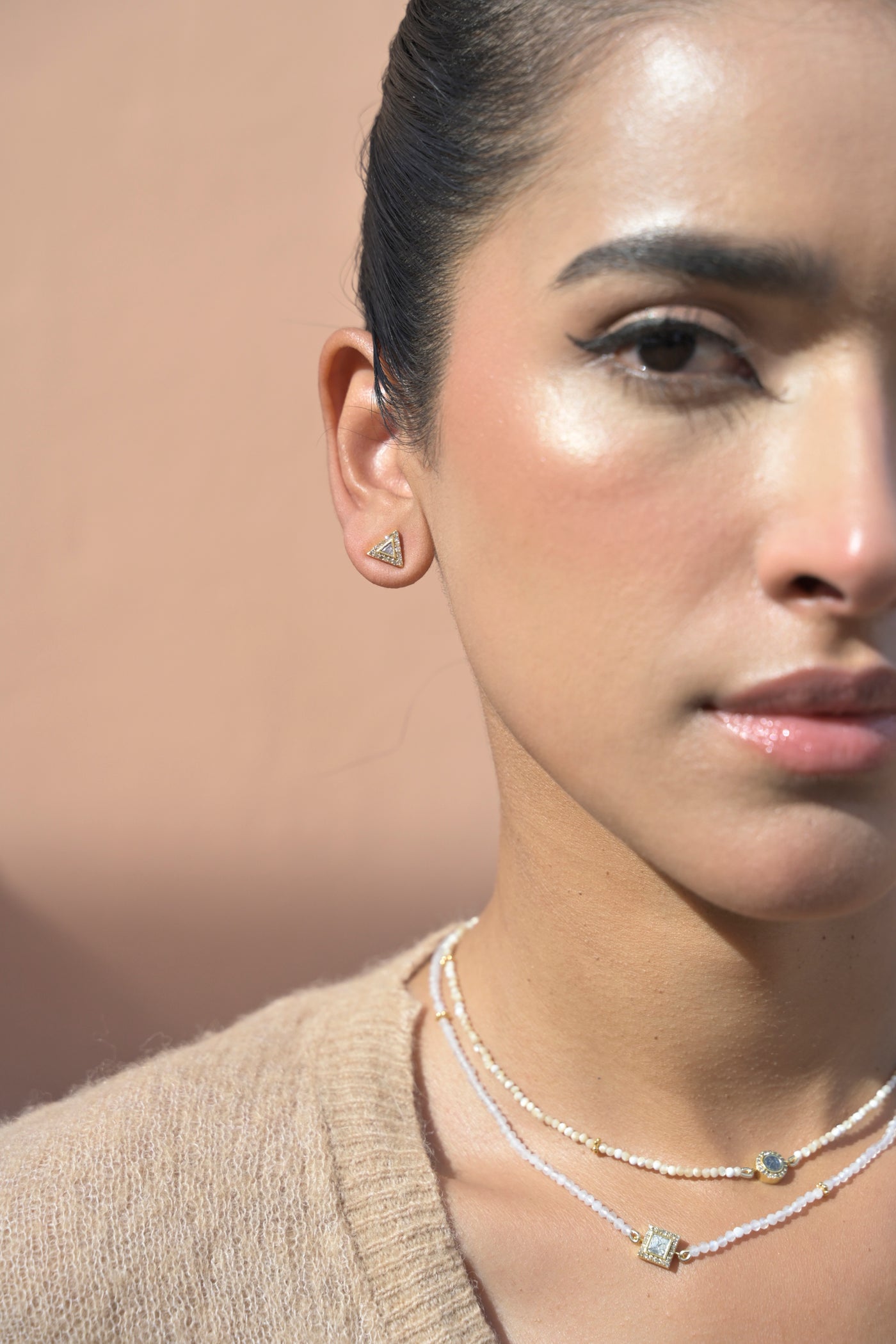 Odoti Triangle Gold Vermeil Stud Earrings
