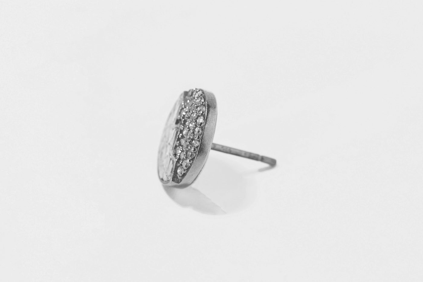 Raina Large Oxidized Silver Stud Earrings