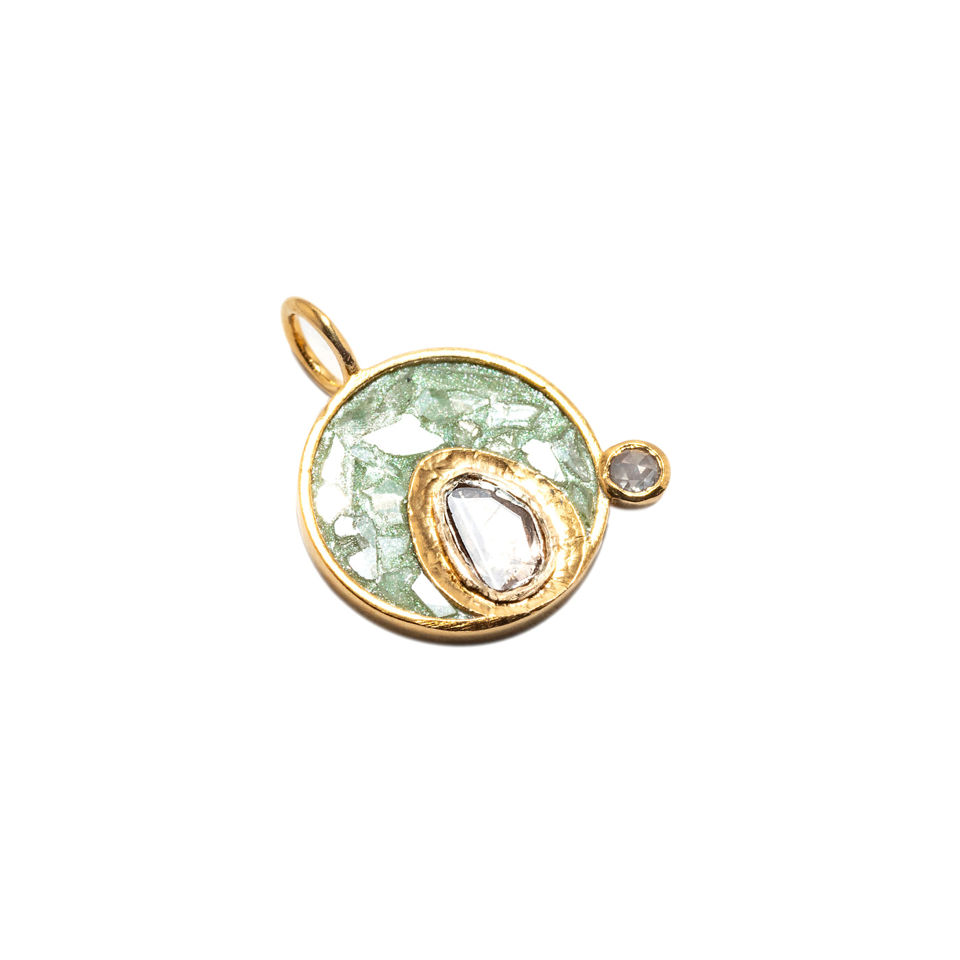 Vermeil Round Polki Charm Gold Vermeil