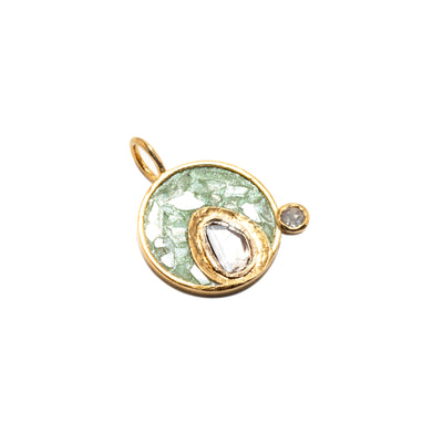 Vermeil Round Polki Charm Gold Vermeil