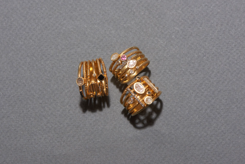 Roseus Ring Stack Gold Vermeil