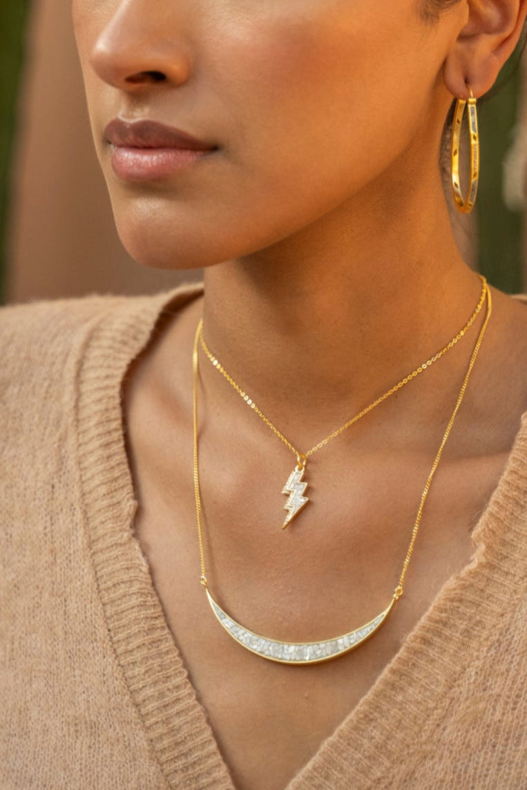 18k Gold Vermeil Diamond Rishi Bolt Pendant Necklace