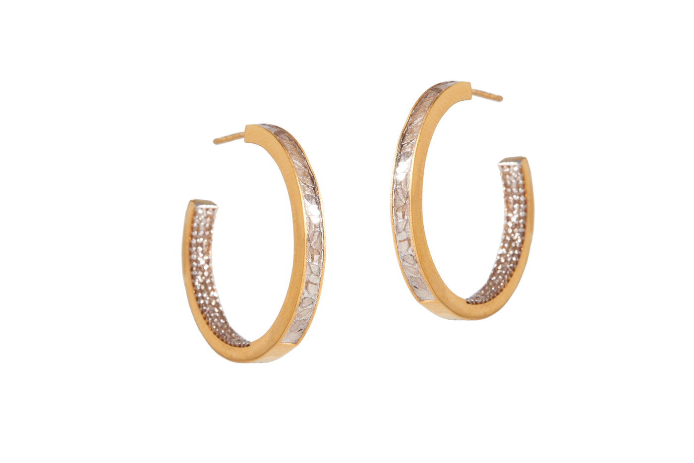 gold double sided diamond hoops 